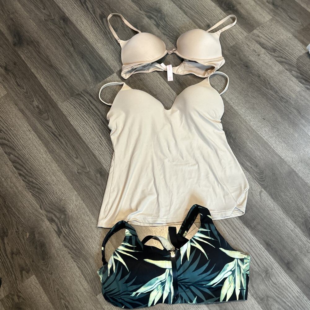 Victoria Secret 36B Lot Of 3 - 1 Tan Bra 1tan Cami 1 Knockout Sport Bra